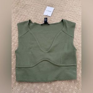 Olive green crop top tank top